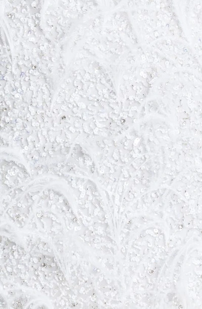 Shop Retroféte Sina Feather Asymmetric Minidress In White/ Silver