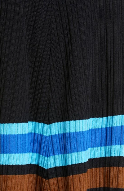 Shop Wales Bonner Stripe Rib Midi Skirt In Black Multi