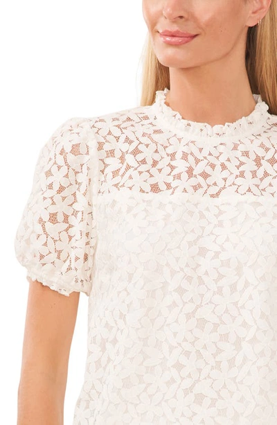 Shop Cece Puff Sleeve Floral Lace Blouse In New Ivory