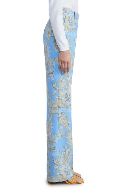 Shop Lafayette 148 Gates Floral Frost Print Pants In Cool Blue Multi