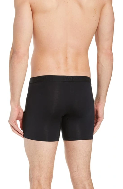 Shop Hanro Stretch Cotton Essentials Long-leg Boxer Briefs In All Black