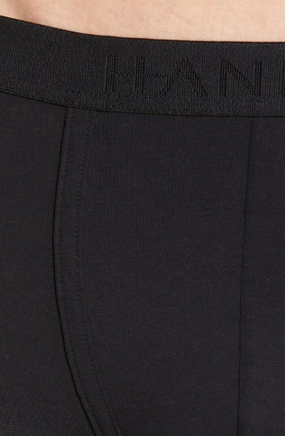 Shop Hanro Stretch Cotton Essentials Long-leg Boxer Briefs In All Black