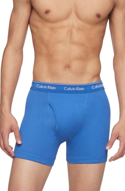 Shop Calvin Klein Classics 3-pack Cotton Boxer Briefs In Blue Bay/ Minnow/ Medieval