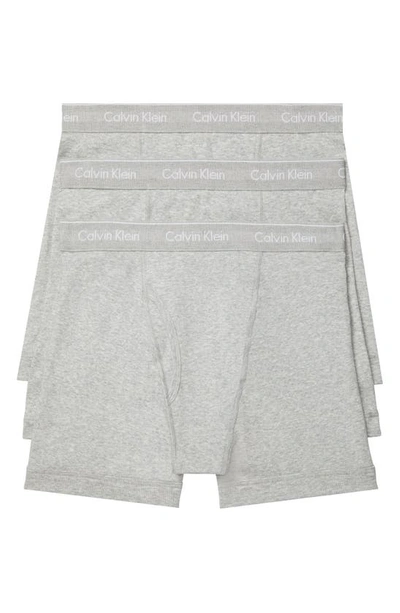 Shop Calvin Klein Classics 3-pack Cotton Boxer Briefs In Heather Grey