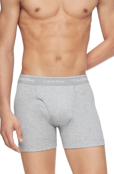 Shop Calvin Klein Classics 3-pack Cotton Boxer Briefs In Heather Grey