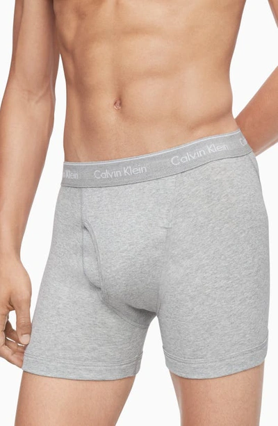 Shop Calvin Klein Classics 3-pack Cotton Boxer Briefs In Heather Grey