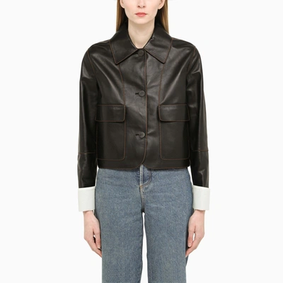 LOEWE BLACK LEATHER SHORT JACKET 