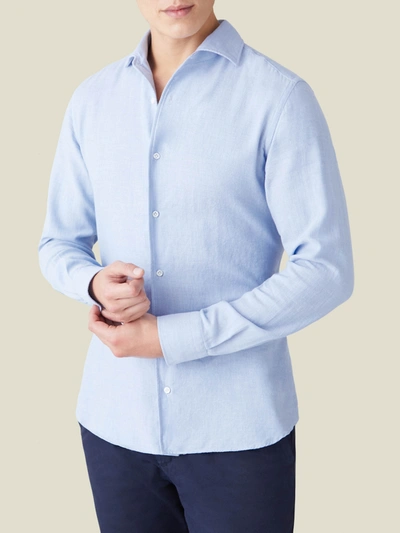 Shop Luca Faloni Light Blue Cashmere-cotton Shirt