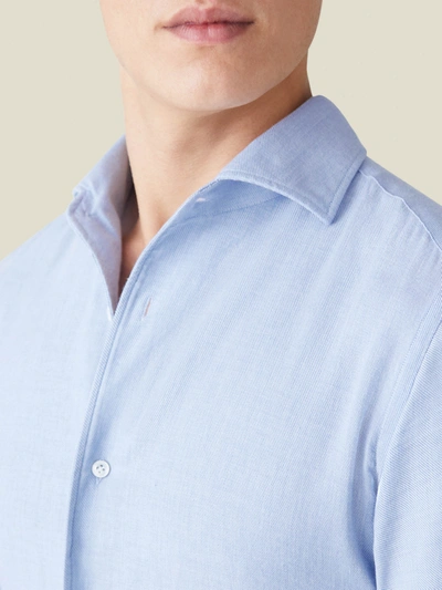 Shop Luca Faloni Light Blue Cashmere-cotton Shirt