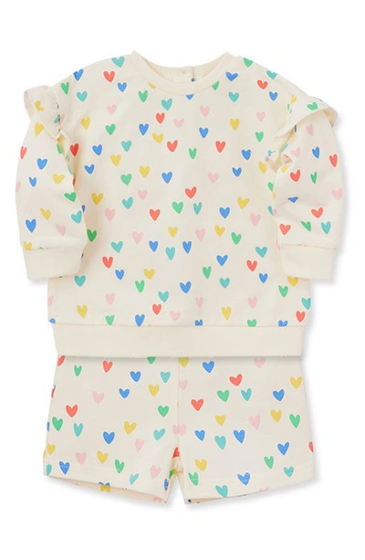 Shop Little Me Heart 2-piece Top & Shorts Set In White