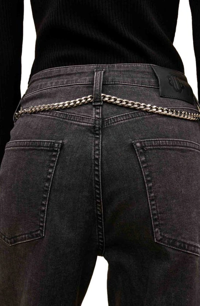 Shop Maje Pantin Chain Detail Straight Leg Jeans In Black