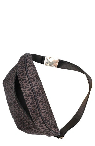 Shop Michael Kors Monogram Print Nylon Belt Bag In Brown