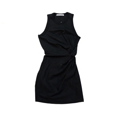 Shop Alexander Wang T Alexander Wang.t Heavy Soft Jersey Fitted Tank Dress With Twist Detail Black In Xs