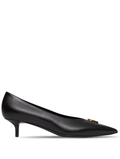 Shop Burberry Women Leather Point-toe Pump In Black