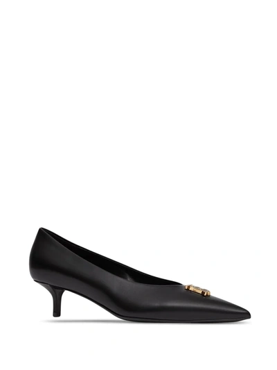 Shop Burberry Women Leather Point-toe Pump In Black
