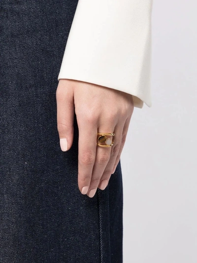 Shop D'estree Destree Louise Double Stone Ring In 506 Tiger/white