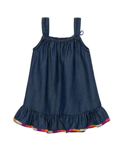 Shop Peek Rainbow Embroidery Dress In Blue