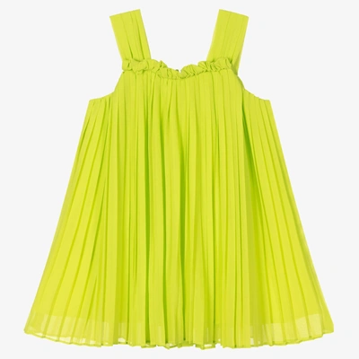 Shop Abel & Lula Girls Green Chiffon Plissé Dress