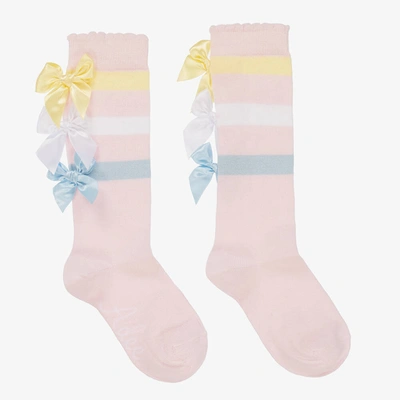 Shop A Dee Girls Pink Striped Knee High Socks