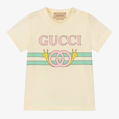 Shop Gucci Girls Ivory Snail Logo T-shirt