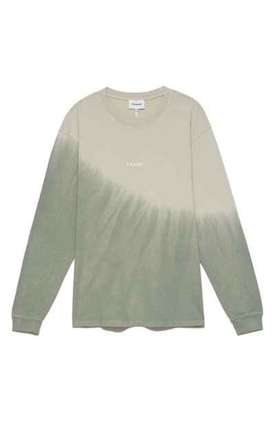 Frame Gradient Tie-dyed Logo Print Long-sleeved T-shirt In Milk Beige Tie Dye