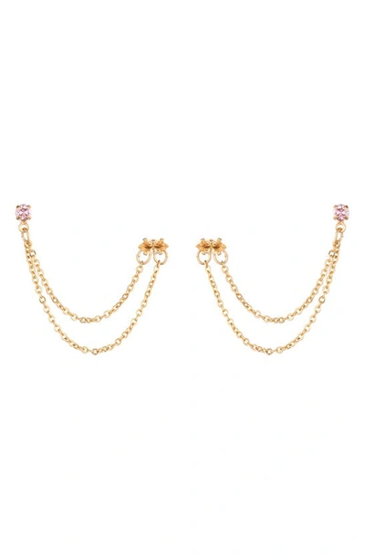 Ettika Double Piercing Chain Drop Earrings