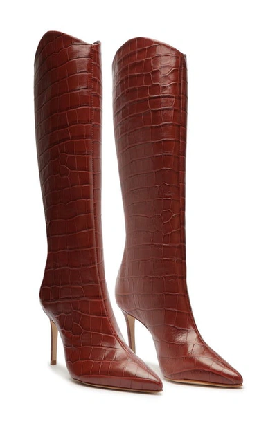 Schutz Maryana Pointed Toe Boot In Red Brown