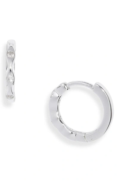 Shop Argento Vivo Sterling Silver Cubic Zirconia Huggie Earrings In Silver