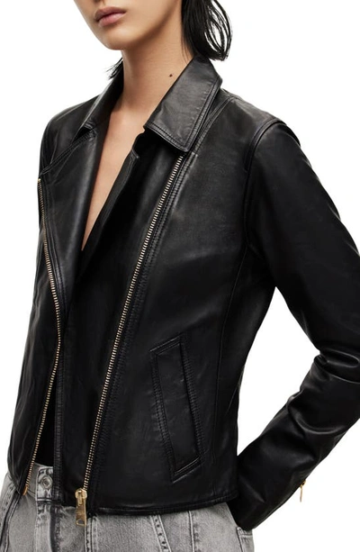 Shop Allsaints Vela Leather Biker Jacket In Black