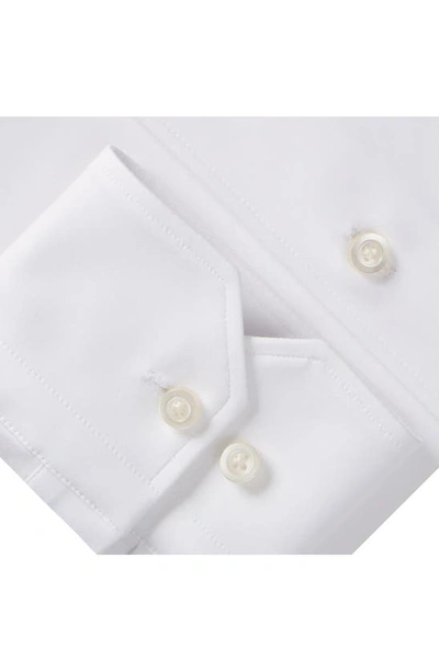 Emanuel Berg 4flex Modern Fit Solid White Knit Button-up Shirt In White