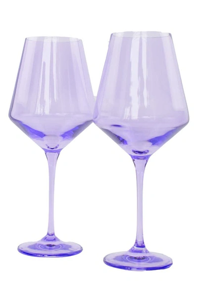 Shop Estelle Colored Glass Set Of 2 Stem Wineglasses In Lavender