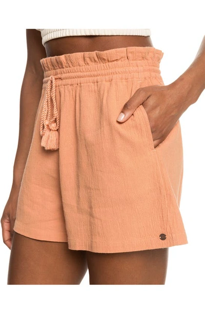 Roxy Sweet Souvenir Cotton Drawstring Shorts In Cork