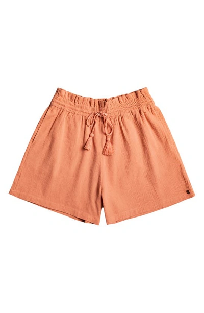 Roxy Sweet Souvenir Cotton Drawstring Shorts In Cork