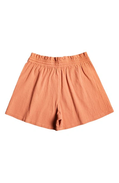 Shop Roxy Sweet Souvenir Cotton Drawstring Shorts In Cork