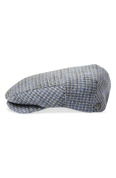 Shop Brixton Hooligan Cotton Tweed Cap In Pacific Blue/ Whitecap