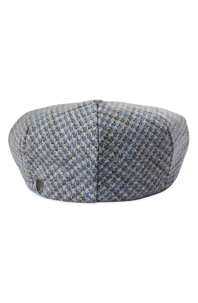 Shop Brixton Hooligan Cotton Tweed Cap In Pacific Blue/ Whitecap