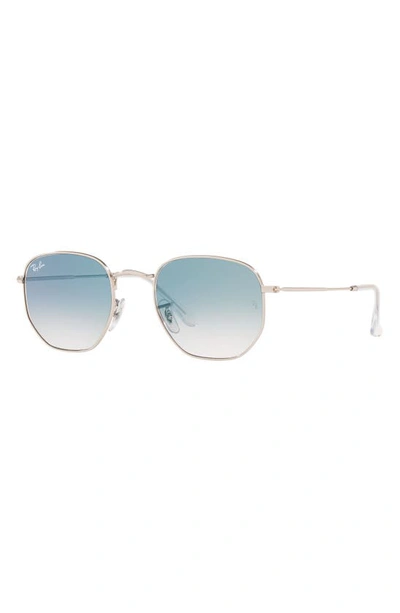 Shop Ray Ban 51mm Geometric Sunglasses In Silver/ Blue Gradient