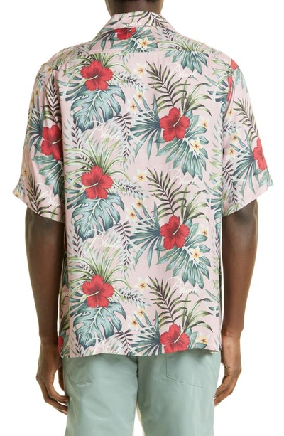 Shop Rhude Floral Short Sleeve Button-up Camp Shirt In Mauve/ Multi