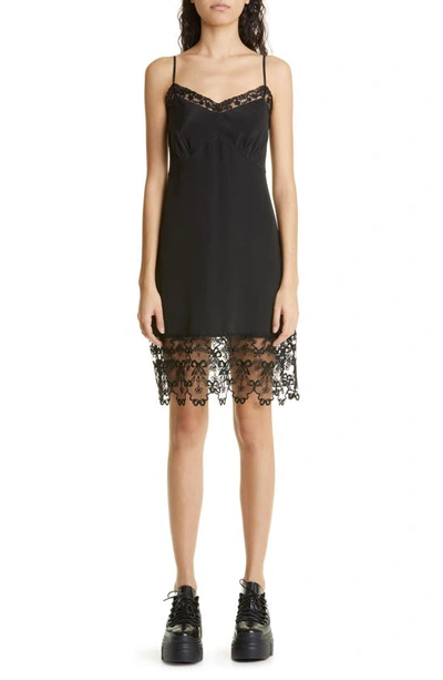 Shop Simone Rocha Lace Trim Mini Slipdress In Black