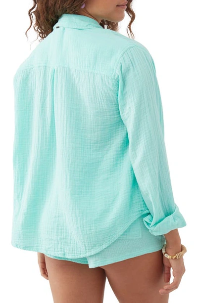 Shop O'neill Leni Cotton Gauze Button-up Shirt In Ocean Wave