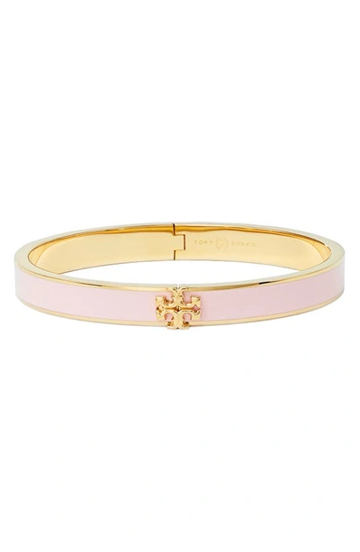 Shop Tory Burch Kira Enamel Hinge Bracelet In Tory Gold / Orchid Pink