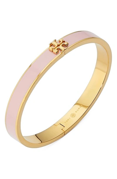 Shop Tory Burch Kira Enamel Hinge Bracelet In Tory Gold / Orchid Pink