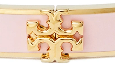 Shop Tory Burch Kira Enamel Hinge Bracelet In Tory Gold / Orchid Pink