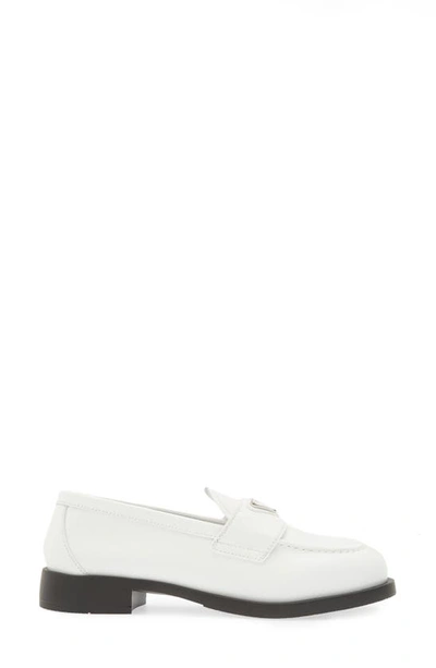 Shop Prada Triangle Logo Loafer In Bianco