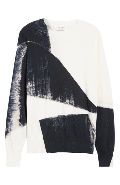 Shop Alexander Mcqueen Brushstroke Print Sweater In White/ Black