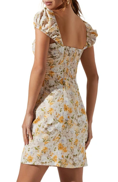 Shop Astr Cap Sleeve Floral Minidress In Yellow Multi Floral