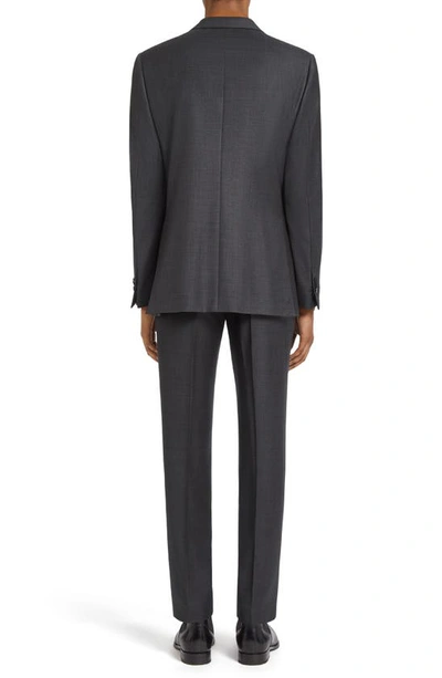 Shop Zegna Pin Dot Trofeo Milano Wool Suit In Dark Grey