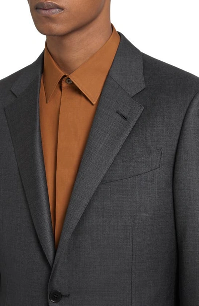 Shop Zegna Pin Dot Trofeo Milano Wool Suit In Dark Grey