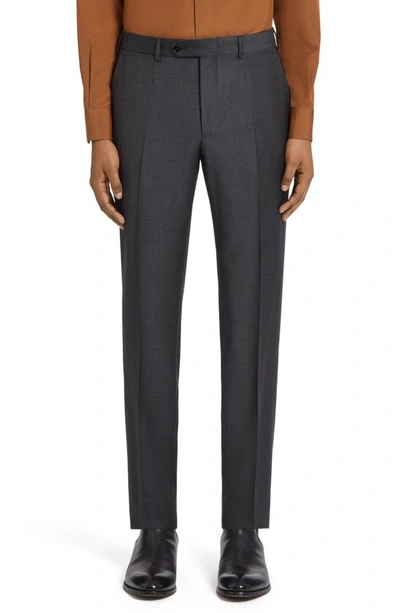 Shop Zegna Pin Dot Trofeo Milano Wool Suit In Dark Grey