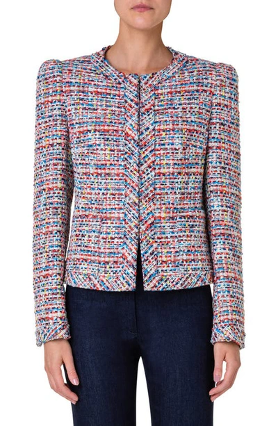 Shop Akris Punto Multicolor Cotton Tweed Jacket